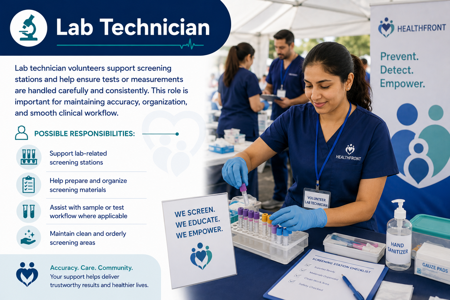 Lab Technician volunteers with HealthFront