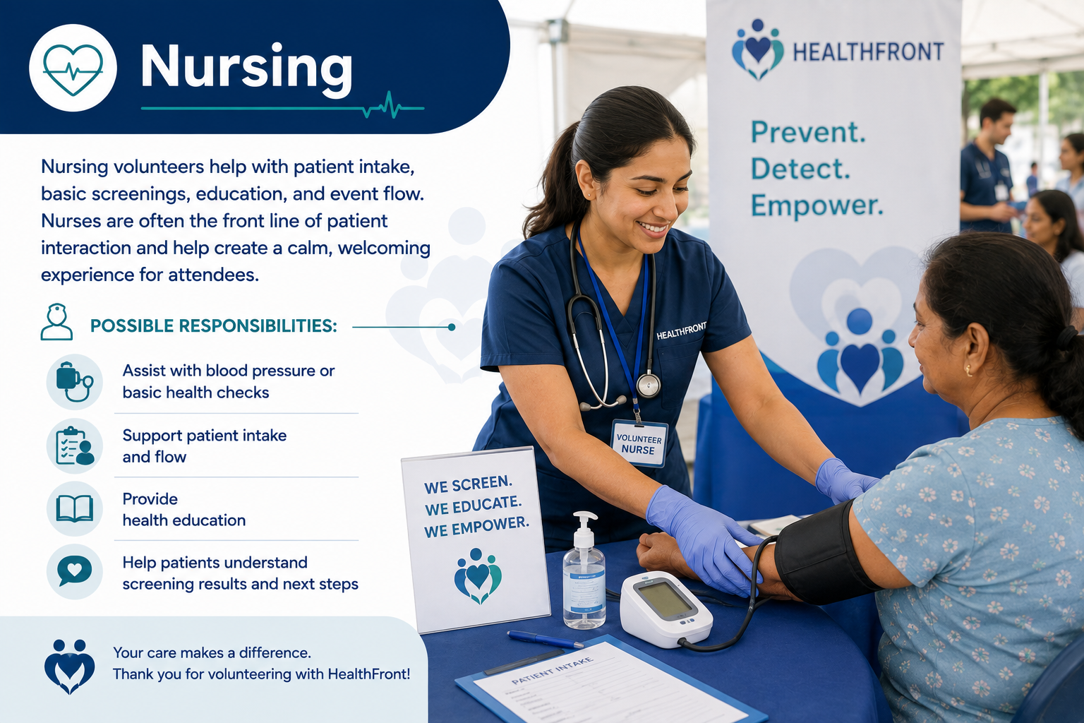 Nursing volunteers with HealthFront